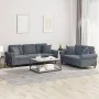Zweiteilige Sofagarnitur aus dunkelgrauem Samt mit Kissen von , Sofas - Ref: Foro24-3202271, Preis: 563,33 €, Rabatt: %