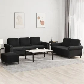 Juego de sofás con cojines 3 piezas terciopelo negro de , Sofás - Ref: Foro24-3202265, Precio: 615,07 €, Descuento: %