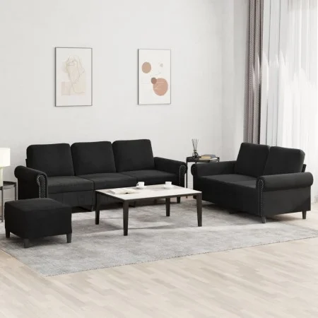 Juego de sofás con cojines 3 piezas terciopelo negro de , Sofás - Ref: Foro24-3202265, Precio: 615,07 €, Descuento: %
