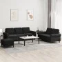 Juego de sofás con cojines 3 piezas terciopelo negro de , Sofás - Ref: Foro24-3202265, Precio: 615,07 €, Descuento: %