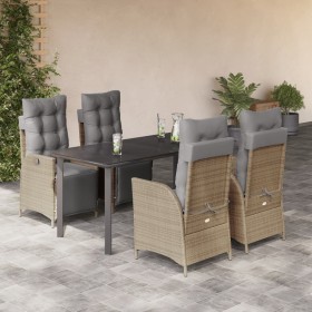 Set comedor de jardín 5 pzas con cojines ratán sintético beige en Conjuntos de jardín | Comprar online en Foru.es