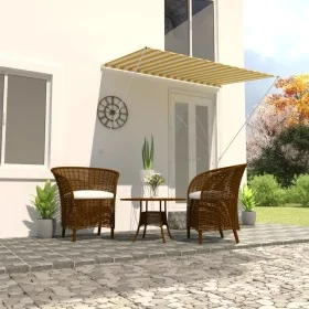 Retractable awning 200x150 cm yellow and white by , Awnings - Ref: Foro24-143753, Price: 45,53 €, Discount: %