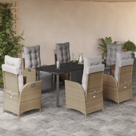 Set comedor de jardín 7 pzas con cojines ratán sintético beige en Conjuntos de jardín | Comprar online en Foru.es