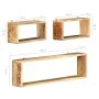 Juego de estantes cubo de pared 3 piezas madera maciza de mango de , Estantes y estanterías - Ref: Foro24-285844, Precio: 101...