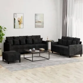 Juego de sofás con cojines 3 piezas terciopelo negro de , Sofás - Ref: Foro24-3201735, Precio: 515,71 €, Descuento: %