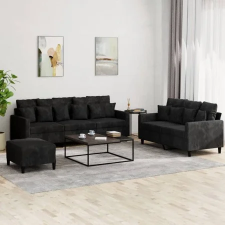 Juego de sofás con cojines 3 piezas terciopelo negro de , Sofás - Ref: Foro24-3201735, Precio: 515,71 €, Descuento: %