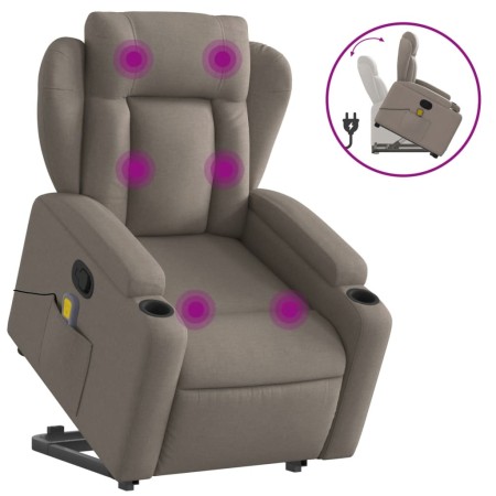 Sillón reclinable de masaje elevable tela gris taupé de , Sillones - Ref: Foro24-3204502, Precio: 321,93 €, Descuento: %