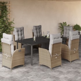 Set comedor de jardín 7 pzas con cojines ratán sintético beige en Conjuntos de jardín | Comprar online en Foru.es