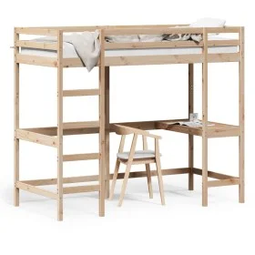 Loft bed with solid pine wood desk 90x190 cm by , Beds and slatted bases - Ref: Foro24-842858, Price: 233,77 €, Discount: %