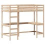 Cama alta con escritorio madera maciza de pino 90x190 cm de , Camas y somieres - Ref: Foro24-842858, Precio: 244,09 €, Descue...
