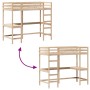 Cama alta con escritorio madera maciza de pino 90x190 cm de , Camas y somieres - Ref: Foro24-842858, Precio: 244,09 €, Descue...