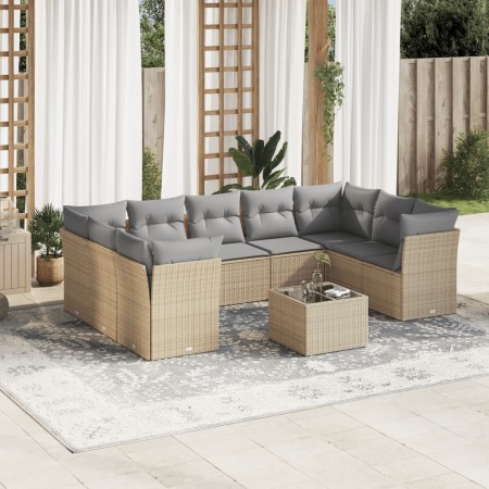 Juego de sofás jardín con cojines beige 10 pzas ratán sintético de , Conjuntos de jardín - Ref: Foro24-3249978, Precio: 632,8...