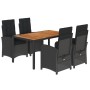 Set de muebles jardín 5 pzas con cojines ratán sintético negro de , Conjuntos de jardín - Ref: Foro24-3212233, Precio: 586,23...