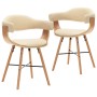 Sillas de comedor 2 uds cuero sintético y madera curvada crema de vidaXL, Sillas de comedor - Ref: Foro24-283140, Precio: 312...