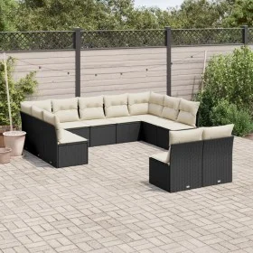 Set de sofás de jardín 11 pzas y cojines ratán sintético negro de , Conjuntos de jardín - Ref: Foro24-3250185, Precio: 588,13...