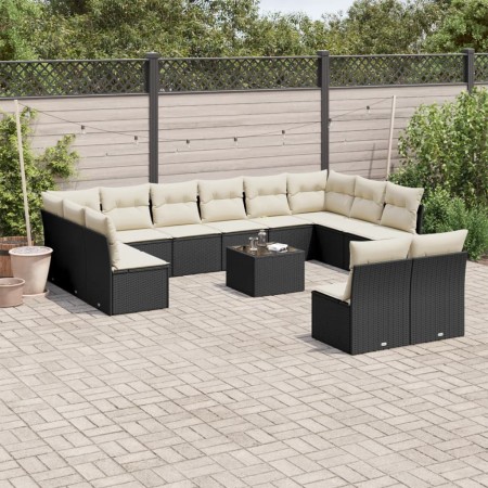 Set de sofás de jardín y cojines 13 pzas ratán sintético negro de , Conjuntos de jardín - Ref: Foro24-3250215, Precio: 742,50...