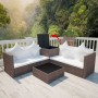 Set muebles de jardín 4 piezas y cojines ratán sintético marrón de , Conjuntos de jardín - Ref: Foro24-42988, Precio: 577,55 ...