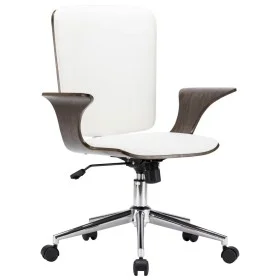 Silla de oficina giratoria cuero sintético madera curva blanco de vidaXL, Sillas de oficina - Ref: Foro24-283133, Precio: 119...