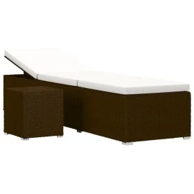 Tumbona con cojín y mesita de centro ratán sintético marrón de , Tumbonas - Ref: Foro24-317112, Precio: 209,02 €, Descuento: %