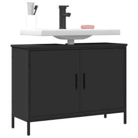 Armario para lavabo de baño madera ingeniería negro 80x30x60 cm de , Tocadores - Ref: Foro24-842451, Precio: 58,69 €, Descuen...