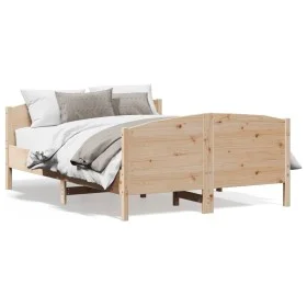 Bettgestell mit Kopfteil aus massivem Kiefernholz 120x190 cm von , Betten und Lattenroste - Ref: Foro24-3216185, Preis: 173,1...