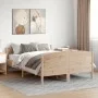 Bed frame with solid pine wood headboard 120x190 cm by , Beds and slatted bases - Ref: Foro24-3216185, Price: 173,10 €, Disco...
