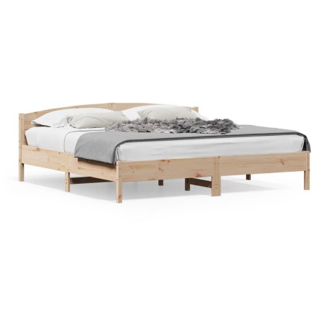 Estructura de cama con cabecero madera maciza pino 180x200 cm de , Camas y somieres - Ref: Foro24-3216191, Precio: 188,13 €, ...