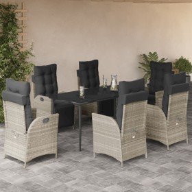 Set comedor jardín 7 pzas y cojines ratán sintético gris claro en Conjuntos de jardín | Comprar online en Foru.es