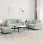 Sofa set with cushions 3 pieces light gray velvet by , Sofas - Ref: Foro24-3202240, Price: 511,70 €, Discount: %