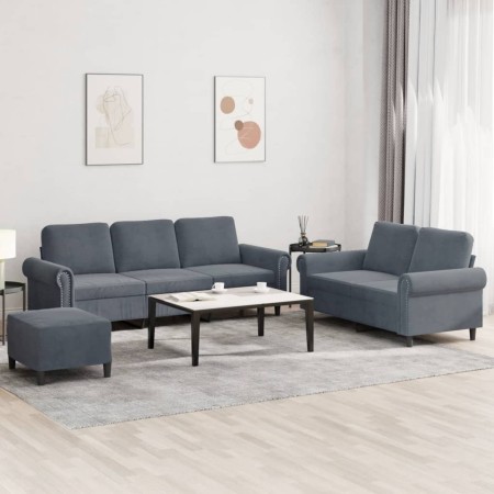 Juego de sofás con cojines 3 piezas terciopelo gris oscuro de , Sofás - Ref: Foro24-3202261, Precio: 586,85 €, Descuento: %