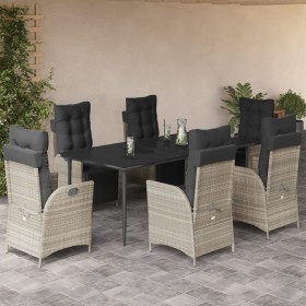 Set comedor jardín 7 pzas y cojines ratán sintético gris claro en Conjuntos de jardín | Comprar online en Foru.es