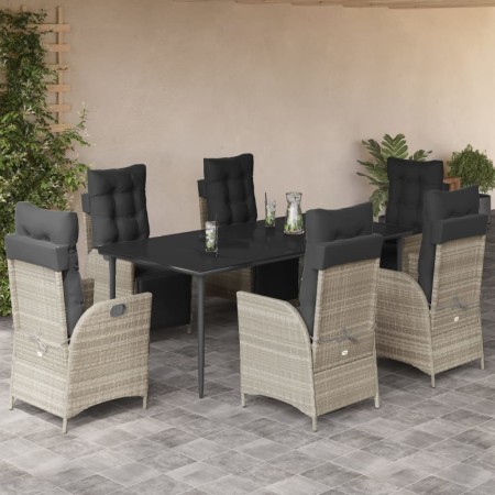 Set comedor jardín 7 pzas y cojines ratán sintético gris claro en Conjuntos de jardín | Comprar online en Foru.es