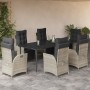 Set comedor jardín 7 pzas y cojines ratán sintético gris claro en Conjuntos de jardín | Comprar online en Foru.es