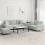Juego de sofás con cojines 3 piezas terciopelo gris claro de , Sofás - Ref: Foro24-3202280, Precio: 606,51 €, Descuento: %