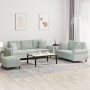 Juego de sofás con cojines 3 piezas terciopelo gris claro de , Sofás - Ref: Foro24-3202280, Precio: 616,85 €, Descuento: %