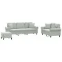Juego de sofás con cojines 3 piezas terciopelo gris claro de , Sofás - Ref: Foro24-3202280, Precio: 606,51 €, Descuento: %