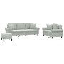 Juego de sofás con cojines 3 piezas terciopelo gris claro de , Sofás - Ref: Foro24-3202280, Precio: 616,85 €, Descuento: %