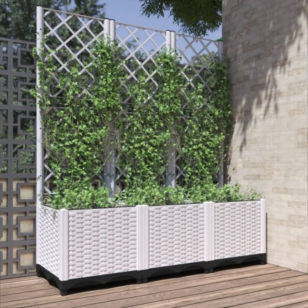 Jardinera con enrejado PP blanco 120x40x136 cm de , Maceteros y jardineras - Ref: Foro24-153284, Precio: 99,06 €, Descuento: %