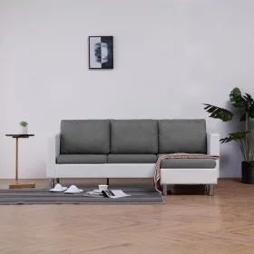Sofá de 3 plazas con cojines cuero sintético blanco de , Sofás - Ref: Foro24-282285, Precio: 507,46 €, Descuento: %