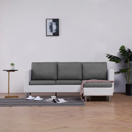 Sofá de 3 plazas con cojines cuero sintético blanco de , Sofás - Ref: Foro24-282285, Precio: 507,46 €, Descuento: %