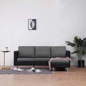 Sofá de 3 plazas con cojines cuero sintético negro de , Sofás - Ref: Foro24-282287, Precio: 384,71 €, Descuento: %