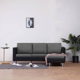 Sofá de 3 plazas con cojines cuero sintético negro de , Sofás - Ref: Foro24-282287, Precio: 390,45 €, Descuento: %