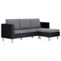 Sofá de 3 plazas con cojines cuero sintético negro de , Sofás - Ref: Foro24-282287, Precio: 384,71 €, Descuento: %