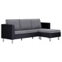 Sofá de 3 plazas con cojines cuero sintético negro de , Sofás - Ref: Foro24-282287, Precio: 390,45 €, Descuento: %