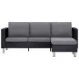 Sofá de 3 plazas con cojines cuero sintético negro de , Sofás - Ref: Foro24-282287, Precio: 384,71 €, Descuento: %
