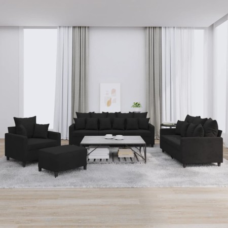 Juego de sofás con cojines 4 piezas terciopelo negro de , Sofás - Ref: Foro24-3201695, Precio: 653,61 €, Descuento: %