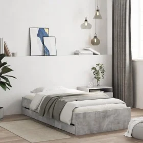 Concrete gray engineered wood bed with drawers 90x190 cm by , Beds and slatted bases - Ref: Foro24-3207325, Price: 157,07 €, ...