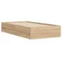 Cama con cajones madera ingeniería roble Sonoma 75x190 cm de , Camas y somieres - Ref: Foro24-3207331, Precio: 122,65 €, Desc...