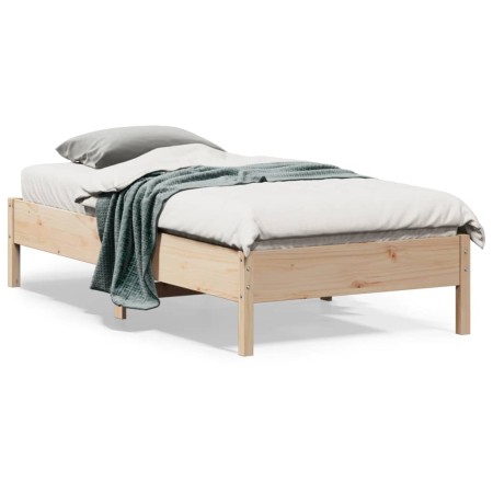 Estructura de cama madera maciza de pino 75x190 cm de , Camas y somieres - Ref: Foro24-842730, Precio: 73,41 €, Descuento: %