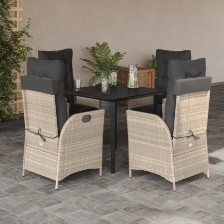 Set comedor de jardín 5 pzas cojines ratán sintético gris claro en Conjuntos de jardín | Comprar online en Foru.es